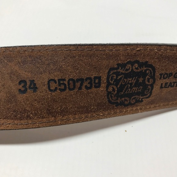 Tony Lama Mens Brown Floral Embossed Top Grain Leather Western Belt 34 C50739 - Picture 6 of 7